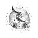letter D, moon, never give up , broken heart, tattoo design idea