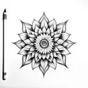 geometric sunflower tattoo design idea