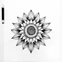 geometric sunflower tattoo design idea