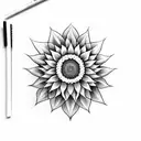 geometric sunflower tattoo design idea