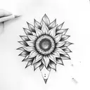 geometric sunflower tattoo design idea