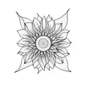 geometric sunflower tattoo design idea