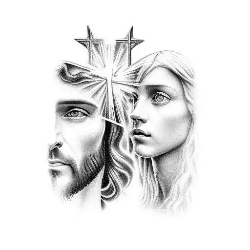 jesus and maria tattoo design idea