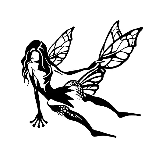 Beautiful fairy black and white Royalty Free Vector Image