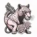 pink panter with gun  tattoo design idea