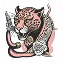 pink panter with gun  tattoo design idea