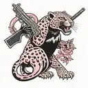 pink panter with gun  tattoo design idea