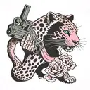 pink panter with gun  tattoo design idea