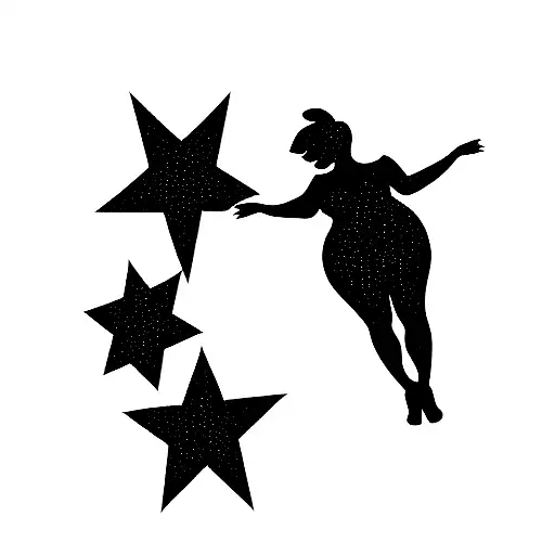 Plus size silhouette with stars tattoo design idea