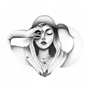 Plus size woman silhouette  tattoo design idea