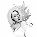 Plus size woman silhouette  tattoo design idea