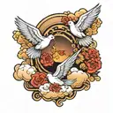 clouds and doves   tattoo design idea