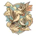 clouds and doves   tattoo design idea