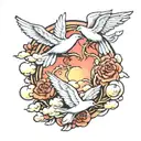 clouds and doves   tattoo design idea