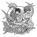 Cowboy bebop 80s anime aesthetic swordfish tattoo design idea