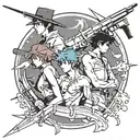 Cowboy bebop 80s anime aesthetic swordfish tattoo design idea