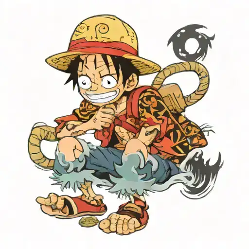 monkey d luffy fun illustration tattoo design idea