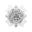 Alchemy symbols and transmutation circles combined with a scene from Fullmetal Alchemist tattoo design idea