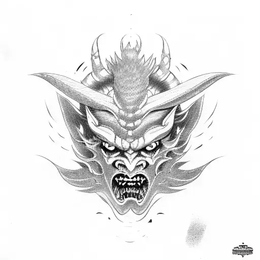 demon tengu mask  tattoo design idea