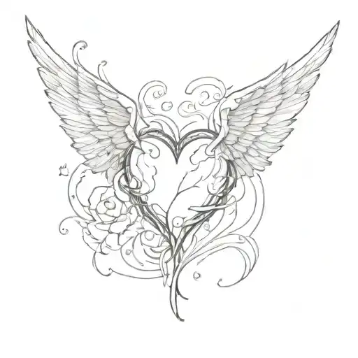 heart with wings tattoo design idea