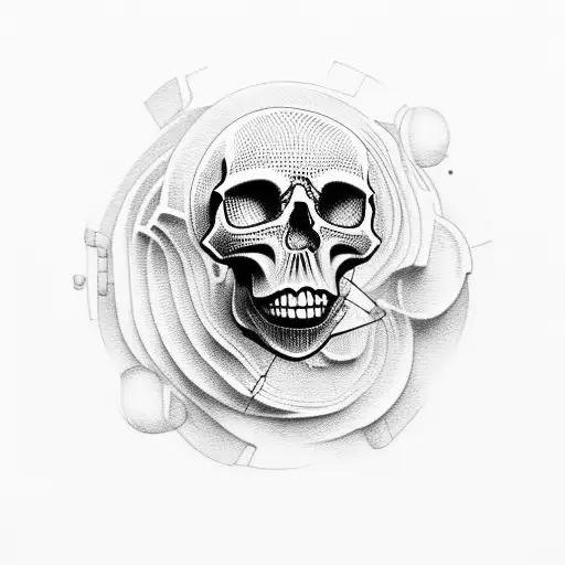 skull in sculpture tattoo design idea