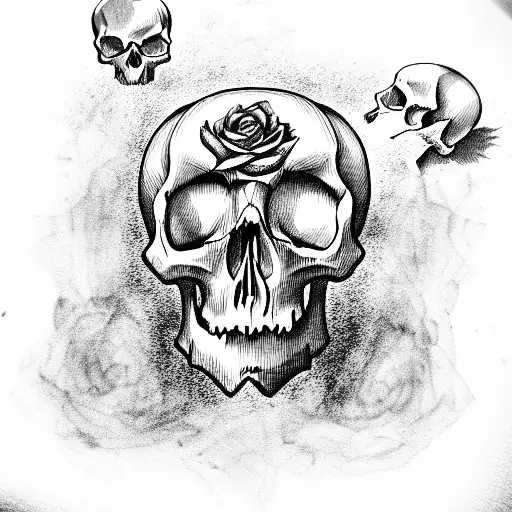 Skull and birthday cake tattoo design idea