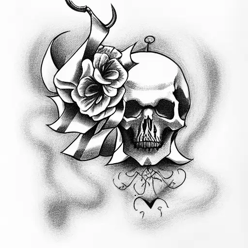skull in the form of a cherry on a birthday cake tattoo design idea