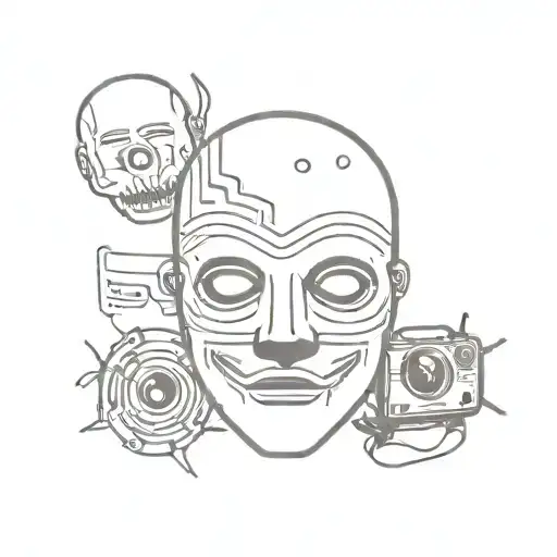 alloween mask and VHS tape  tattoo design idea