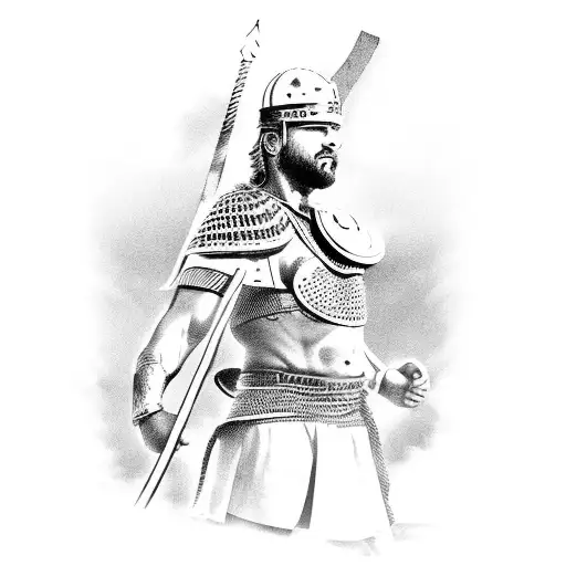 A Roman gladiator in action tattoo design idea