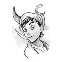 Peter Pan flying over the Latvian countryside tattoo design idea