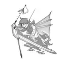 Peter Pan flying over the Latvian countryside tattoo design idea