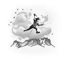 Peter Pan flying over the Latvian countryside tattoo design idea