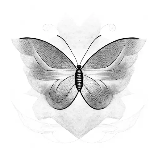A minimalist tattoo of a butterfly with the wings made up of the names of your wife, kids, and grandkids, symbolizing their importance and influence in your life. tattoo design idea