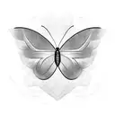 A minimalist tattoo of a butterfly with the wings made up of the names of your wife, kids, and grandkids, symbolizing their importance and influence in your life. tattoo design idea