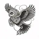 flying owl tattoo design idea