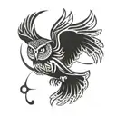flying owl tattoo design idea