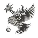 flying owl tattoo design idea
