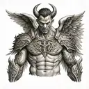 devilish angel warrior half of chest piece tattoo tattoo design idea