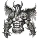 devilish angel warrior half of chest piece tattoo tattoo design idea
