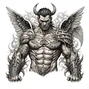 devilish angel warrior half of chest piece tattoo tattoo design idea