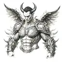 devilish angel warrior half of chest piece tattoo tattoo design idea