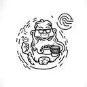 tiny Bigfoot eating ramen  while walking  tattoo design idea