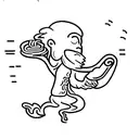tiny Bigfoot eating ramen  while walking  tattoo design idea