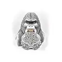 Bigfoot eating ramen  while walking  tattoo design idea