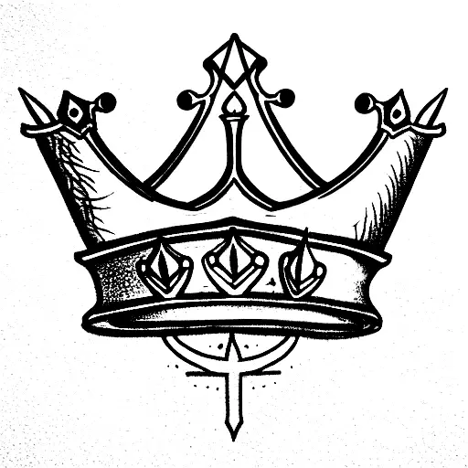 holy grail, excalibur and crown tattoo design idea
