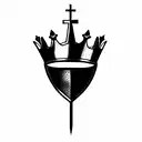 holy grail, excalibur and crown tattoo design idea