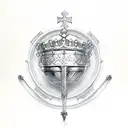 holy grail, excalibur and crown tattoo design idea