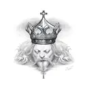 holy grail, excalibur and crown tattoo design idea