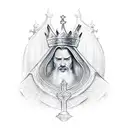 holy grail, excalibur and crown tattoo design idea