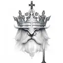 holy grail, excalibur and crown tattoo design idea